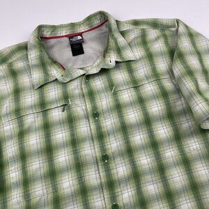 The North Face Tekwear Button Up Shirt Men’s XXL Green Plaid Short Sleeve Hike